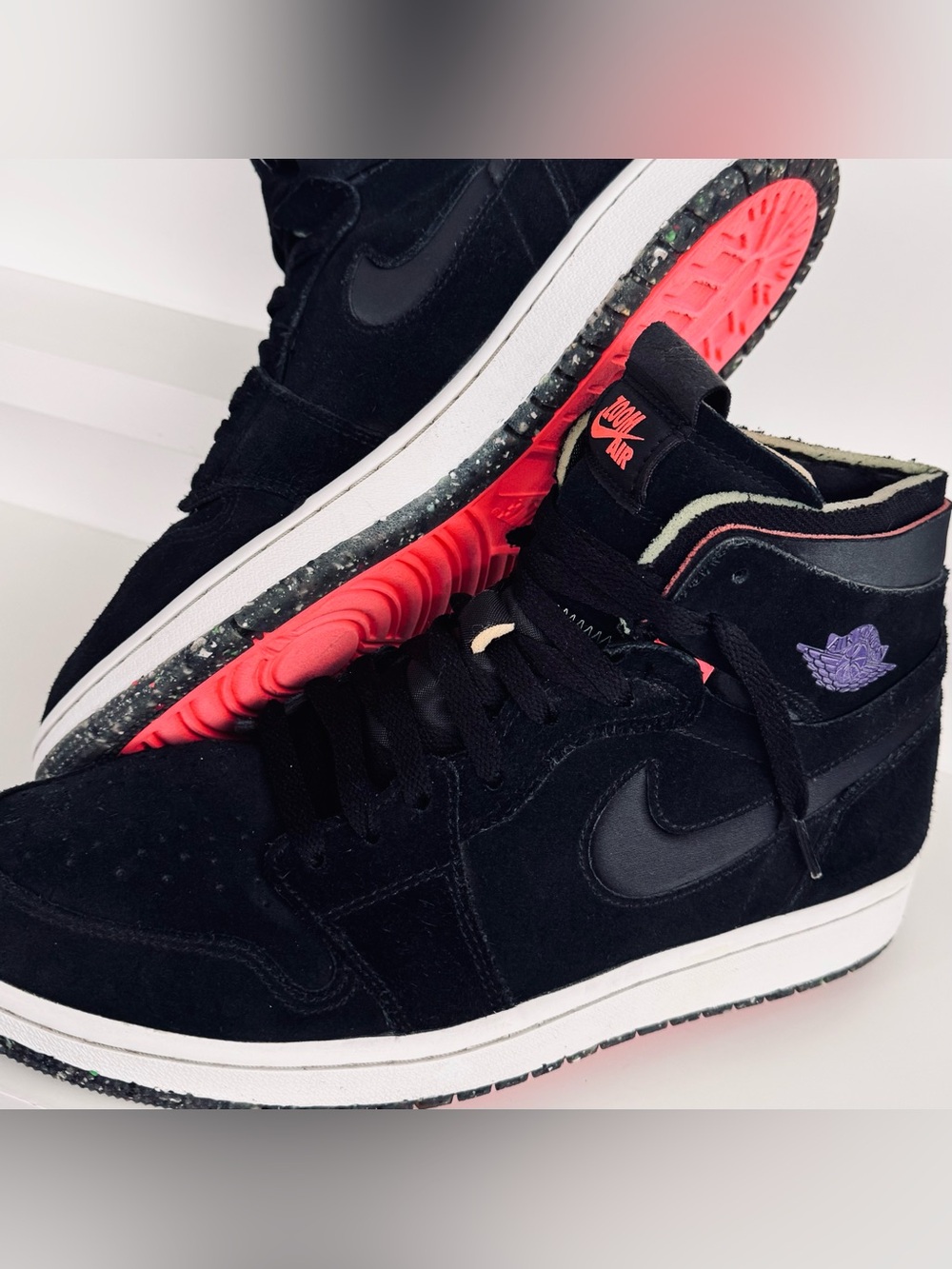 ✔️Air Jordan 1 High Zoom Court Purple Black Suede Infrafed Crater Sole M 10.5 ✔️